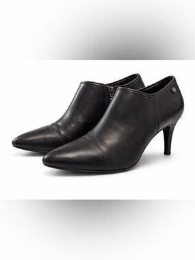 Calvin Klein Black Leather Ankle Boot Heels 8